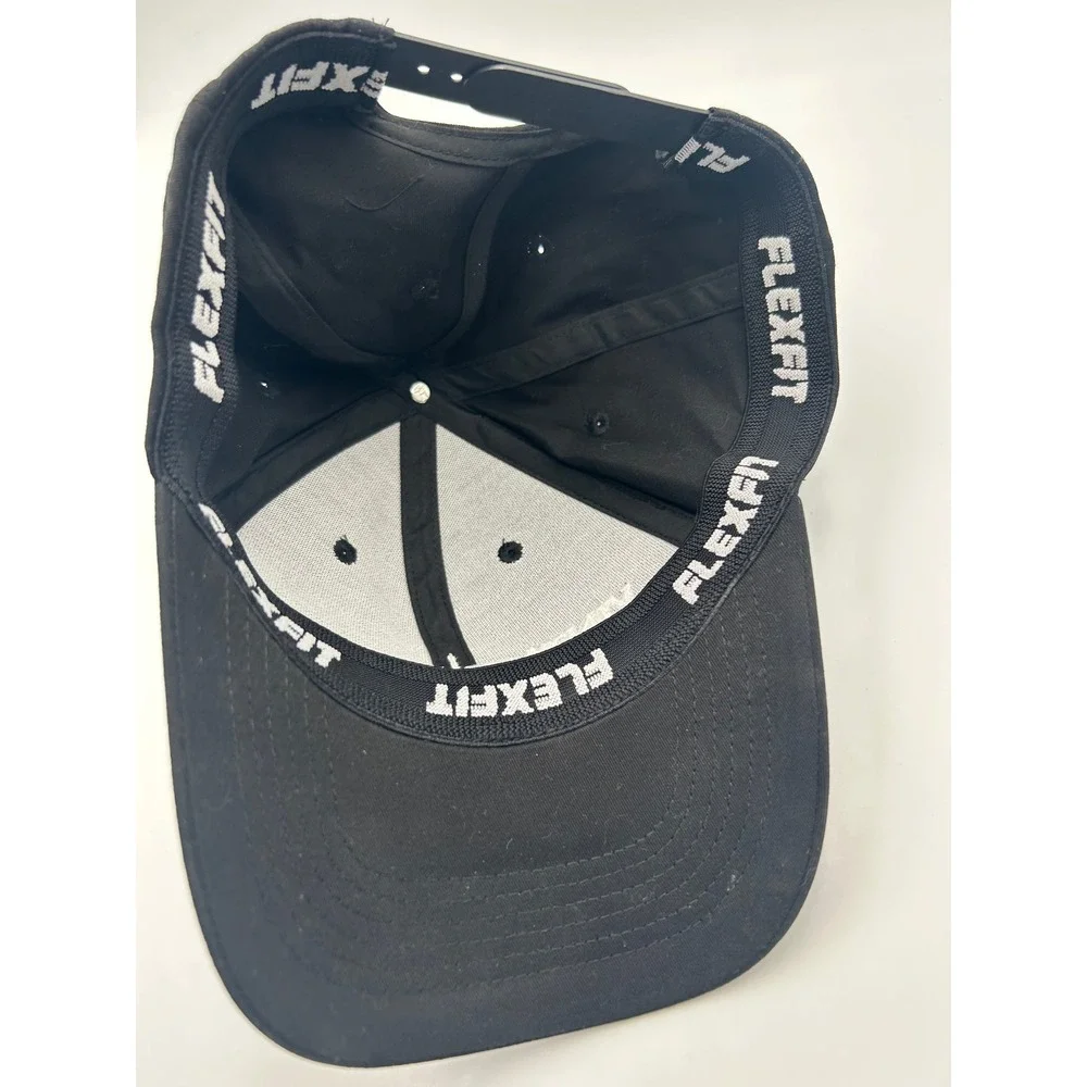 Vintage Muscle Black Snapback Hat Flexfit Baseball Cap White‎ Embroidered Logo